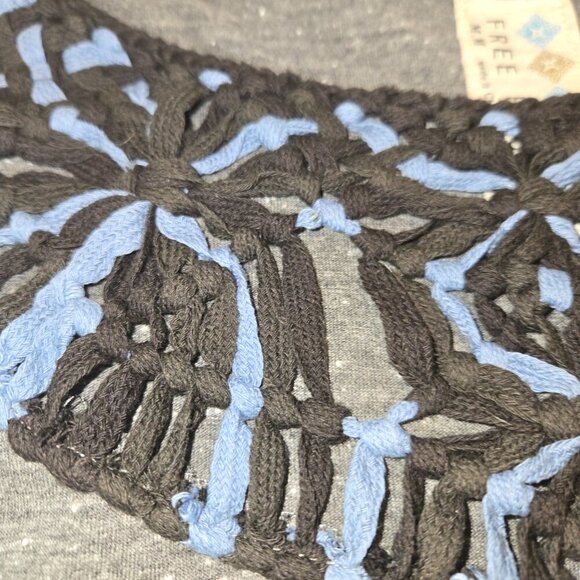 Free People Crochet Trim Asymmetrical Bodycon Grey Dress Size M - Picture 5 of 11